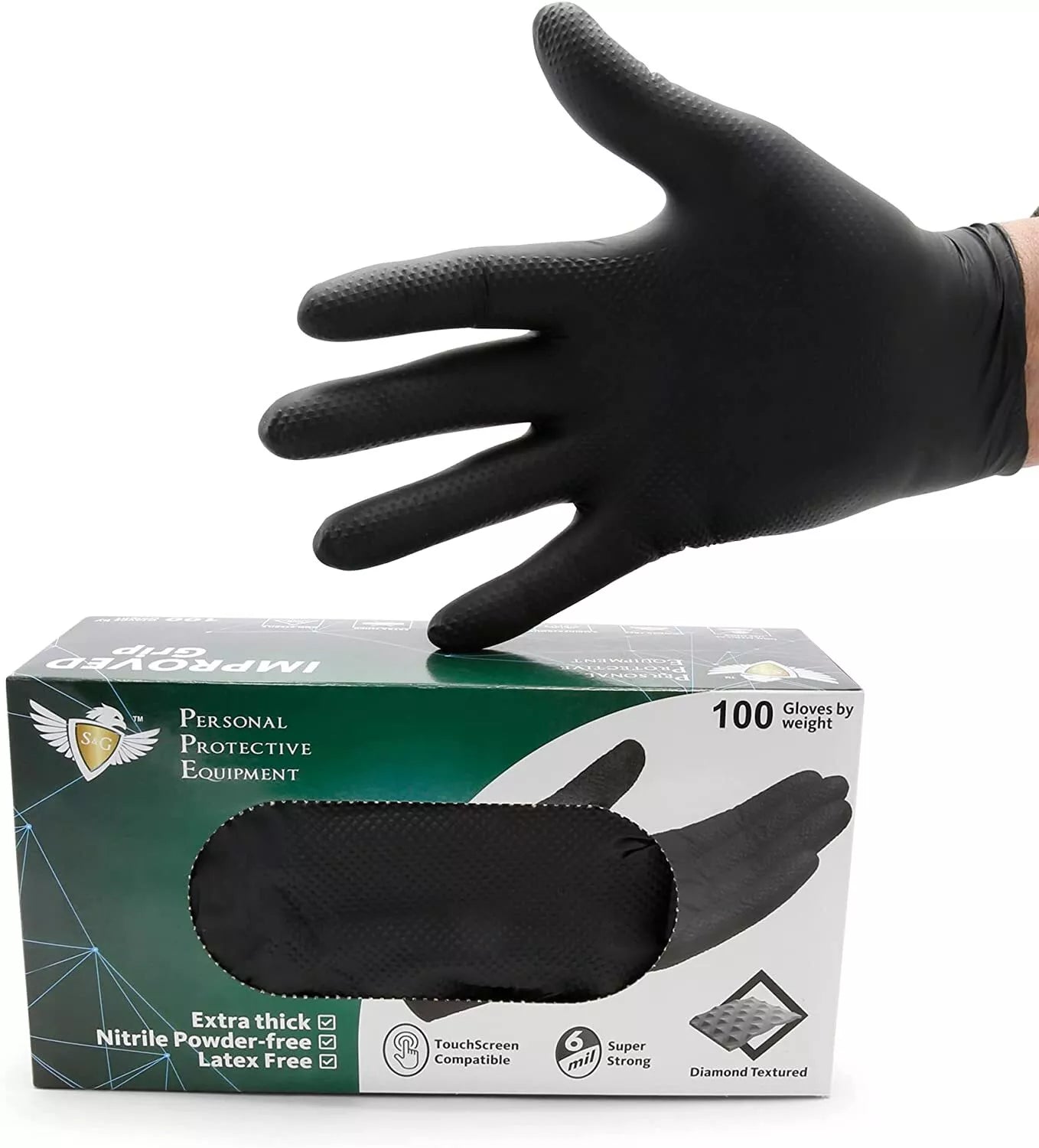 Black Nitrile Gloves (Improved Grip) 6 Mil I 1000 Pieces