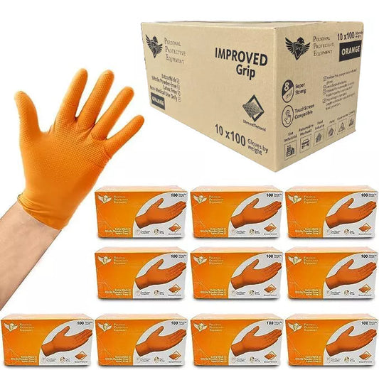 Orange Nitrile Gloves (Improved Grip) 8 Mil I 1000 Pieces