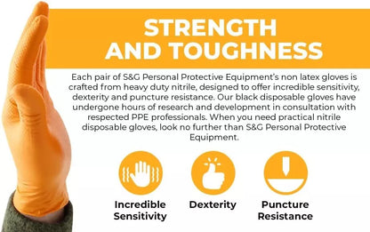 Orange Nitrile Gloves (Improved Grip) 8 Mil I 1000 Pieces
