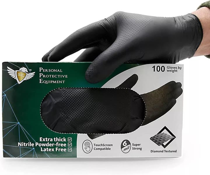 Black Nitrile Gloves (Improved Grip) 6 Mil I 100 Pieces