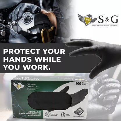 Black Nitrile Gloves (Improved Grip) 6 Mil I 200 Pieces