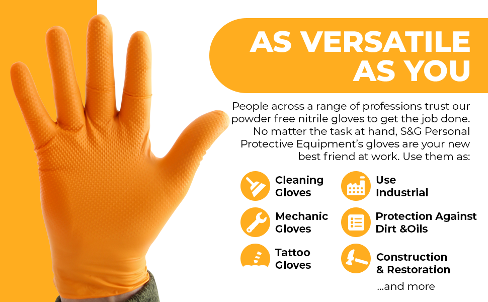 Orange Nitrile Gloves (Improved Grip) 8 Mil I 200 Pieces