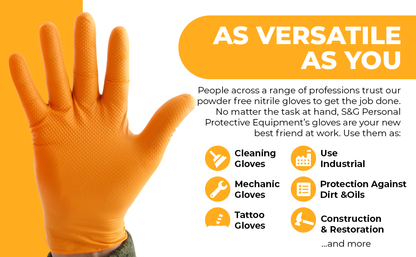 Orange Nitrile Gloves (Improved Grip) 8 Mil I 200 Pieces