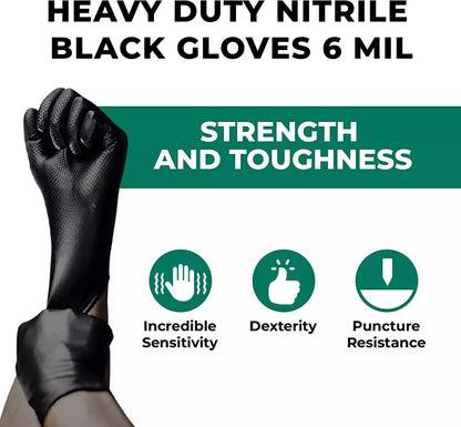 Black Nitrile Gloves (Improved Grip) 6 Mil I 100 Pieces