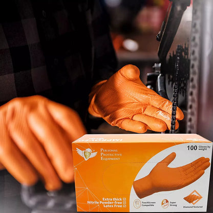 Orange Nitrile Gloves (Improved Grip) 8 Mil I 200 Pieces