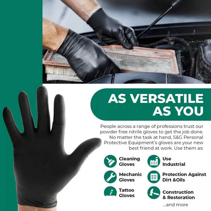 Black Nitrile Gloves (Improved Grip) 6 Mil I 100 Pieces