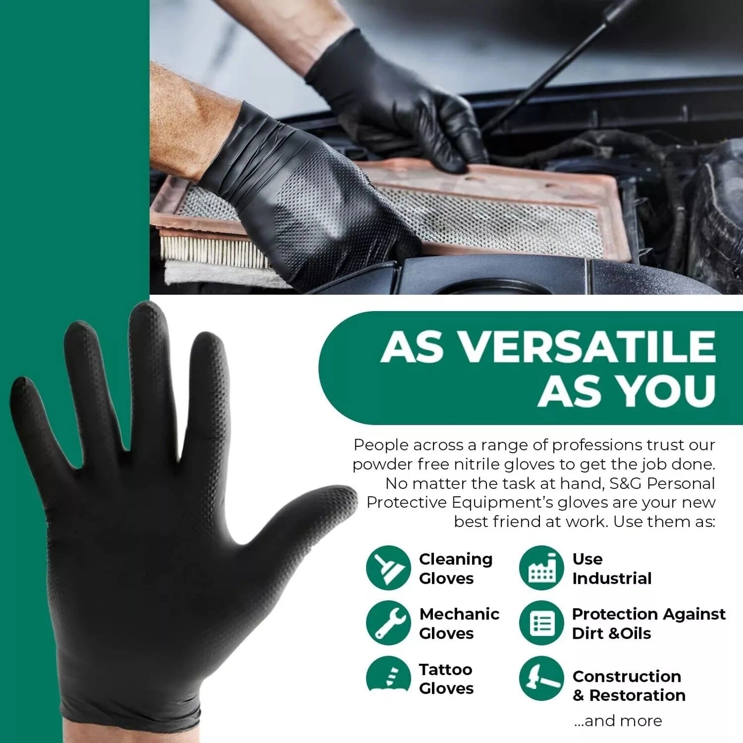 Black Nitrile Gloves (Improved Grip) 6 Mil I 1000 Pieces