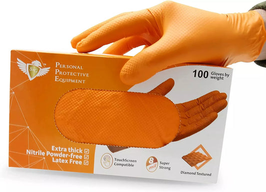 Orange Nitrile Gloves (Improved Grip) 8 Mil I 200 Pieces